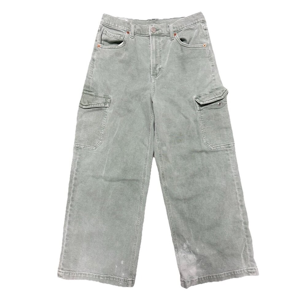 Gap High Rise Stride Ankle Jeans Womens 29 8R Green Wide Leg
